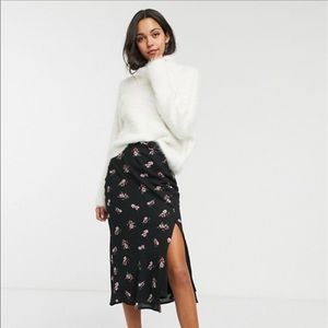 Black Floral Midi Skirt